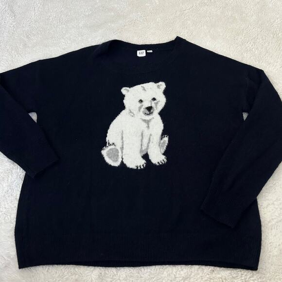 GAP Sweaters - GAP Womens Navy Crew Neck Polar Bear Crew Sweater Sz M Preppy Teacher Casual